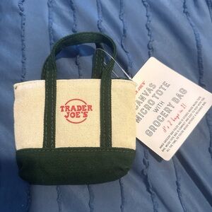 Trader Joe's Canvas Micro mini Tote with green reusable large tote inside